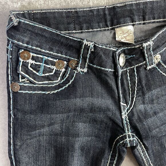 True Religion Joey Super T Jeans Womens 26 Blue White Stitching Straight USA - Picture 5 of 16